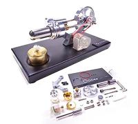 Funwetrike Kit de modèle de moteur en métal, moteur thermique générateur avec 4 lumières LED et base en métal noir, modèle de moteur Stirling cylindrique, cadeaux - Version d'assemblage