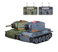 Funwetrike Mini char de combat RC à l'échelle 1/64 2,4 GHz avec mode de combat infrarouge, tourelle rotative à 330° et son et éclairage, cadeau pour garçons et filles (vert) + (gris)