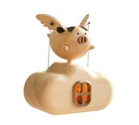 Funwetrike Modèle de cochon volant lumineux 3D en bois fait à la main, modèle de relaxation de bureau, décoration de maison et de bureau (boîte à musique)