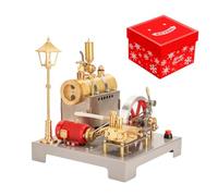 Funwetrike Modèle de moteur à vapeur qui fonctionne avec générateur et kit de réverbère, moteur à vapeur stationnaire horizontal réversible entièrement en métal avec régulateur centrifuge (100 pièces)