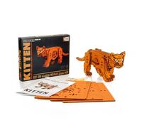Funwetrike Puzzle 3D en bois à faire soi-même, 236 pièces en forme de chat en bois pour adultes, ornement créatif pour vacances, famille, cadeau d'anniversaire (orange)