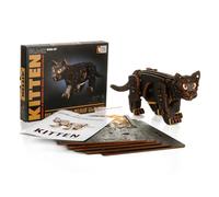 Funwetrike Puzzle 3D en bois à faire soi-même, 236 pièces en forme de chat en bois pour adultes, ornement créatif pour vacances, famille, cadeau d'anniversaire (noir)