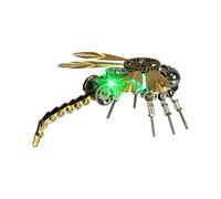 Funwetrike Puzzle 3D en métal, modèle mécanique punk à changement de couleur libellule avec boule de cristal lumineuse de 3 cm, modèles d'insectes steampunk, décoration d'intérieur, cadeaux de bureau