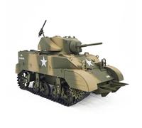 Funwetrike Réservoir RC pour adulte, modèle de réservoir télécommandé Stuart Light 1:16 US M5A1 avec effets sonores de lumière, deux batteries, échappement télescopique pour fumer, véhicule militaire