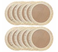 FunWheat Lot de 12 napperons Ronds en Toile de Jute tressée pour Tables de Salle à Manger, 38,1 cm, résistants à la Chaleur, en Tissu tissé Naturel avec Pompons (Beige)