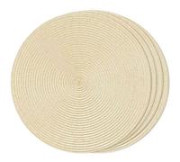 FunWheat Lot de 4 Sets de Table Ronds tressés pour Tables de Salle à Manger, lavables, antidérapants, 38,1 cm (Ivoire, 4 pièces)