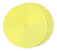 FunWheat Lot de 4 sets de table ronds tressés pour tables de salle à manger, lavables, antidérapants, en tissu tressé, 38,1 cm (Jaune citron, 4 pièces)