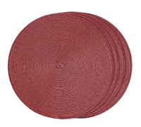 FunWheat Lot de 4 sets de table ronds tressés pour tables de salle à manger, tissés, lavables, antidérapants, 38,1 cm (bordeaux, 4 pièces)