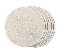 FunWheat Lot de 6 Sets de Table Ronds tressés faciles à Nettoyer pour Tables de Salle à Manger, résistants à la Chaleur, lavables, 38,1 cm (Beige)