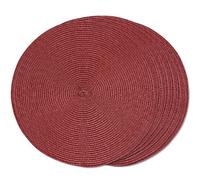 FunWheat Lot de 6 Sets de Table Ronds tressés lavables antidérapants pour Table de Salle à Manger, 38 cm, Bordeaux