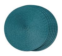 FunWheat Lot de 6 Sets de Table Ronds tressés pour Table de Salle à Manger, lavables et antidérapants, 33 cm (Vert Bleu)