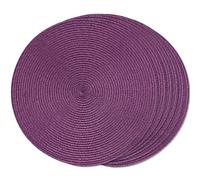 FunWheat Lot de 6 sets de table ronds tressés pour tables de salle à manger, lavables, antidérapants, 38,1 cm, violet