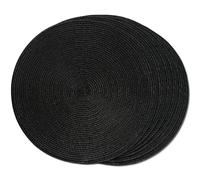 FunWheat Lot de 6 Sets de Table Ronds tressés pour Tables de Salle à Manger, lavables, antidérapants, 38,1 cm, Noir