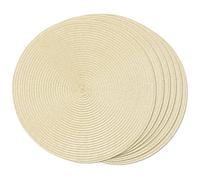 FunWheat Lot de 6 Sets de Table Ronds tressés pour Tables de Salle à Manger, lavables, antidérapants, 38,1 cm, Beige Ivoire