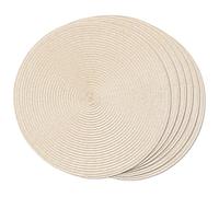 FunWheat Lot de 6 sets de table ronds tressés pour tables de salle à manger, lavables, antidérapants, 38,1 cm, beige ivoire