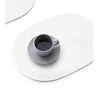 FunWheat Lot de 8 sets de table ovales tressés pour tables de salle à manger, lavables et résistants à la chaleur, pour intérieur et extérieur, 30,5 x 45,7 cm (ovale blanc, 8 pièces)