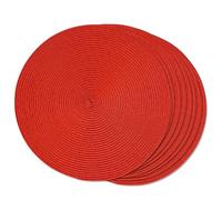 FunWheat Lot de 8 sets de table ronds tressés pour table de salle à manger, lavables, antidérapants, 38,1 cm (rouge, 8 pièces)
