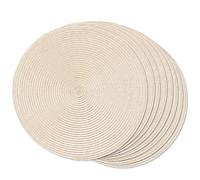 FunWheat Lot de 8 Sets de Table Ronds tressés pour Table de Salle à Manger, lavables, antidérapants, 38,1 cm (Ivoire)