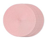FunWheat Lot de 8 sets de table ronds tressés pour tables de salle à manger, lavables, antidérapants, 38 cm, rose