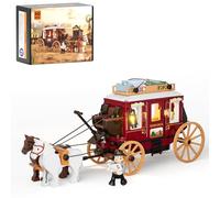 FUNWHOLE Chariot Postal Western avec Éclairage - 293 pièces Kit de Collection de Chariot et Chevaux pour Les passionnés de l'Ouest