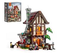 FUNWHOLE Ensemble de briques de construction médiévales forge - Kit de forgeron de 1595 pièces pour adultes et adolescents