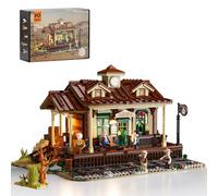 FUNWHOLE Ensemble d'éclairage de la Gare du Far West en Briques de Construction - 1975 Pièces Ensemble de Jeu de Train à Collectionner pour Adultes et Adolescents