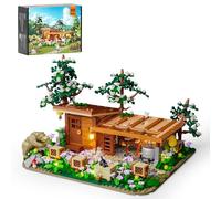 FUNWHOLE Ferme à Abeilles - Ensemble de Briques Éclairées Cottage des Abeilles Atelier du Miel Collection 1274 Pièces pour Adultes et Adolescents