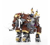 FUNWHOLE Kit d'éléphant mécanique Steampunk avec lumière LED - Plus de 1700 blocs de serrage - Modèle animal mécanique - Aventure dans le désert fantastique avec alchimiste et gardien - Série de
