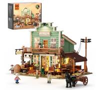 FUNWHOLE Magasin Western - 1895 Pièces | Bâtiment Modulaire Far West avec Toit Amovible & Pièce Secrète | Kit de Construction et Jeu de Rôle pour Adultes et Adolescents