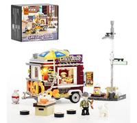 FUNWHOLE Remorque à Hot-Dog au Chili - Kit de Briques Lumineuses Camion de Restauration LED de Rue - 515 Pièces pour Adultes et Enfants