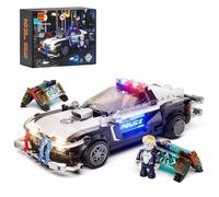 FUNWHOLE Voiture de Patrouille de Police - Kit de Jeu Cyberpunk City Car Chase avec Officier, 372 Pièces, Jouets STEM pour Adultes et Adolescents