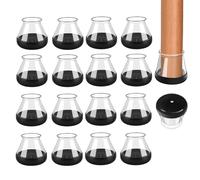 FunWorth Lot de 16 Embouts de Protection Pied de Chaise Silicone, parquets et carrelages, protège-Pieds de Chaise Ronds en Silicone Transparent(16, Cercle-M(20-30MM))