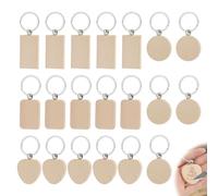 FunWorth Porte-clés en bois, 20 pièces en hêtre pour peinture et gravure, pendentifs en bois personnalisables pour bricolage, porte-clés et cadeaux, avec anneau en métal
