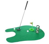 FunX Coffret cadeau de golf de toilette - Mini cadeau amusant pour homme pour la salle de bain avec tapis de putting - 7 pièces