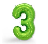 FUNXGO Ballon en aluminium en forme de chiffre 3, vert, environ 100 cm, vole à l'hélium, pour 3e anniversaire, mariage, fête, décoration de fête
