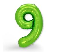 FUNXGO Ballon en aluminium en forme de chiffre 9, vert, environ 100 cm, gonflable à l'hélium, pour 9e anniversaire, mariage, fête, décoration de fête