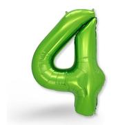 FUNXGO Ballon géant en aluminium en forme de chiffre 4, environ 100 cm, vole à l'hélium, pour le 4e anniversaire, mariage, fête, décoration de fête Vert