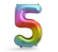 FUNXGO Ballon géant en aluminium XXL - Multicolore - 5 ans - Décoration de fête pour 5ème anniversaire d'enfant - Anniversaire de mariage - Multicolore