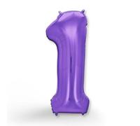FUNXGO Ballon gonflable en aluminium en forme de chiffre 1 violet - Environ 100 cm - Vole à l'hélium - Décoration pour anniversaire, fête, mariage - Violet