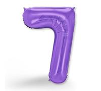 FUNXGO Ballon gonflable en aluminium en forme de chiffre 7 violet - Environ 100 cm - Vole à l'hélium - Décoration pour anniversaire, fête, mariage - Ballon 7 violet