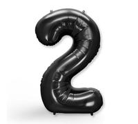 FUNXGO Ballon gonflable en aluminium en forme de chiffre Noir Environ 100 cm Vole à l'hélium Décoration pour anniversaire, fête, mariage