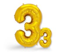 FUNXGO® Set de 2 Ballons Chiffre 3 Doré - Grand et Petit Ballon Hélium - Chiffre Géant pour Fête Anniversaire 3 ans, Décoration Anniversaire Garçon Fille