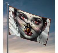 Funy Flags Bee-Utiful: un portrait unique mettant en vedette une femme avec une abeille sur son drapeau, décorations de chambre de garçons, décoration d'intérieur occidentale (120 x 180 cm)