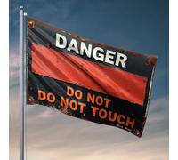Funy Flags Panneau d'avertissement rouillé avec inscription « Danger » et « Do Not Touch » pour décoration de chambre de garçon (120 x 180 cm)