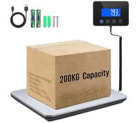 FUNYKICH Balance Colis Électronique 200 kg avec Batterie Rechargeable | Balance colis 200 kg écran LCD déporté,acier inoxydable,fonctions tare et maintien idéale pour colis,bagages