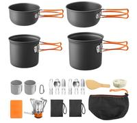 FUNYKICH Kit de Cuisine Portable pour Camping avec Casseroles en Aluminium Anodisé,Poêle et Tasse en Aluminium 5052A-O pour 2 Personnes pour Randonnée,Pique-Nique et Aventures en Plein Air