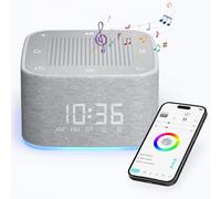 FUNYKICH Réveil Machine à Bruit Blanc Rechargeable, Contrôle de APP Mobile- 32 Sons, 8 Réglages de Lumière, Haut-parleur sans Fil Minuterie d'arrêt Automatique pour Chambre et Chevet de Nuit
