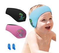 Funyord Bandeau de Natation Enfant avec Bouchons d'Oreilles - Protection Auditive en Néoprène Élastique pour Piscine, Plage et Sports Nautiques (Bleu, L)