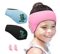 Funyord Bandeau de Natation Enfant avec Bouchons d'Oreilles - Protection Auditive en Néoprène Élastique pour Piscine, Plage et Sports Nautiques (Rose, L)