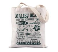 FUNYSO Malibu Beach Gift California Summer Vacation Gift Surf Lover Gifts Respect The Local Surf Life Tote Bag, Malibu Beach Royaume-Uni, 0
